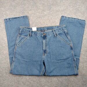 Full Blue Jeans Mens 34x30 Straight Relaxed Denim Pants Work Heavy Zip Carpenter